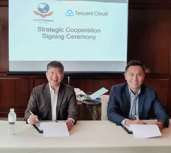(Left: Ricky Tan, Chairman and CEO at KinderWorld International Group; Right: Kenneth Siow, Regional Director for Southeast Asia and General Manager for Singapore, Malaysia and Indonesia, Tencent Cloud International)