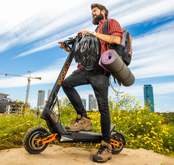 INOKIM features a full range of kid and adult e-scooters, including the Red Dot Design Award winning Inokim OXO (pictured) featuring a 60-mile range, pneumatic (air-filled) tires, powerful motor for offroad and steep hills, and a patented adjustable suspension system.