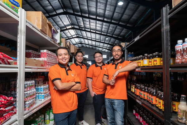SariSuki co-founders in one of the first quick commerce dark stores in Metro Manila. From left to right: Bam Mejia - Chief Commercial Officer, Philippe Lorenzo - Chief Operating Officer, Angelo Lee - Head of Strategy and Fundraising, Brian Cu - Chief Executive Officer