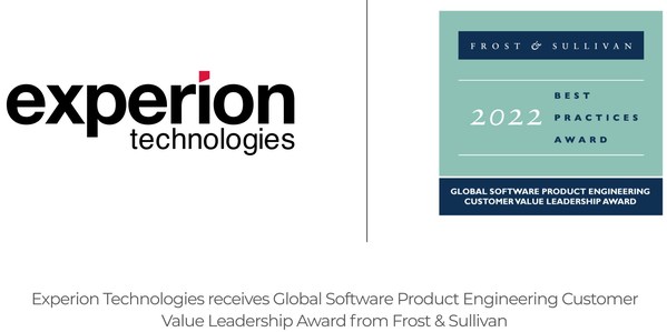 Experion Technologies awarded Frost & Sullivan's 2022 Global Customer Value Leadership Award in the software product engineering industry