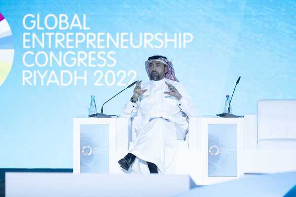 Amr AlMadani, chief executive of the Royal Commission for AlUla, discusses 'Tourism at a Tipping Point' during the Global Entrepreneurship Congress in Riyadh on March 28, 2022. [Credit: RCU]