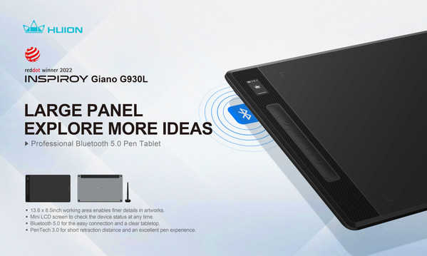 Huion Unveils Inspiroy Giano G930L: Dramatically Powerful Bluetooth Pen Tablet