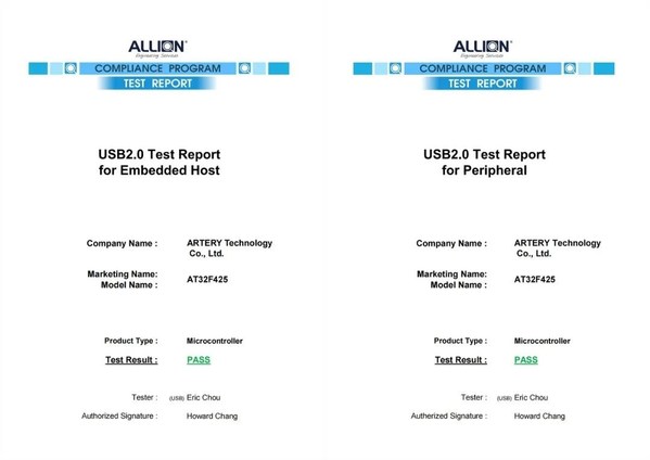 ALLION COMPLIANCE PROGRAM USB2.0 TEST REPORT