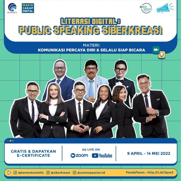 Kementerian Komunikasi dan Informatika Indonesia menyediakan kelas public speaking untuk mempromosikan komunikasi digital yang efektif melalui cybercrace