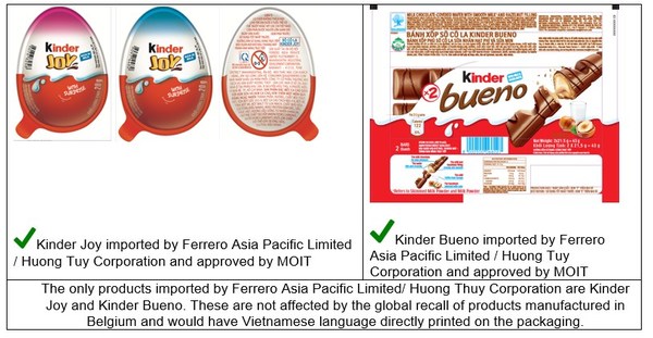 Check for approved imported Kinder products in Vietnam