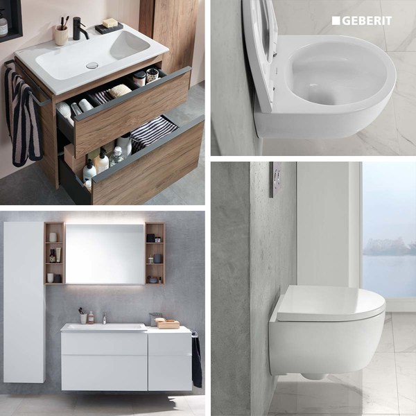 The new Geberit iCon bathroom series with modular furniture, space-saving features and a unique Rimfree WC.
