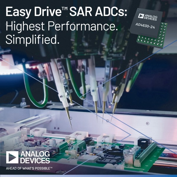 ADI新型Easy Drive SAR ADC簡化設計並提供領先性能