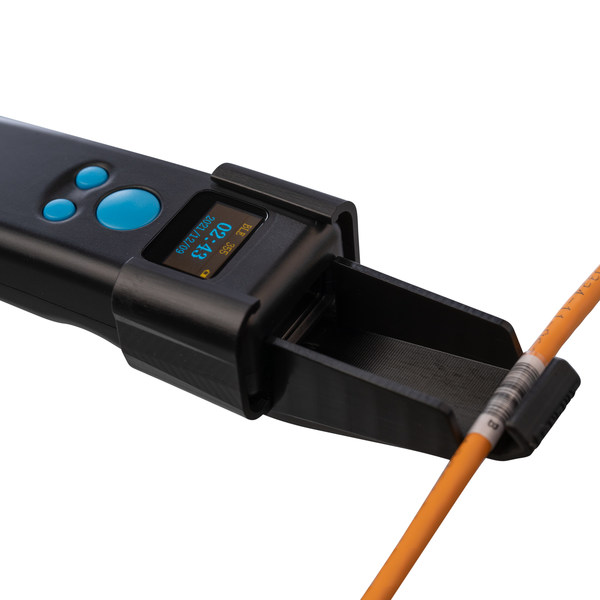 Bluetooth®-enabled handheld barcode scanner and pre-labeled cable