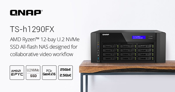 QNAP推出首款桌上型U.2 NVMe/SATA全快閃TS-h1290FX NAS