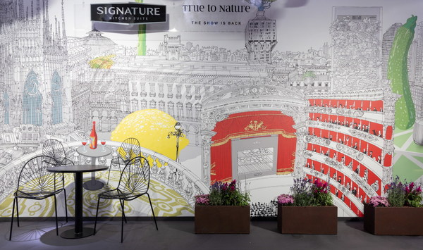 During Milan Design Week 2022, an architect and illustrator, Carlo Stanga, presents his work of art at the Signature Kitchen Suite Showroom in Piazza Cavour, Milan.