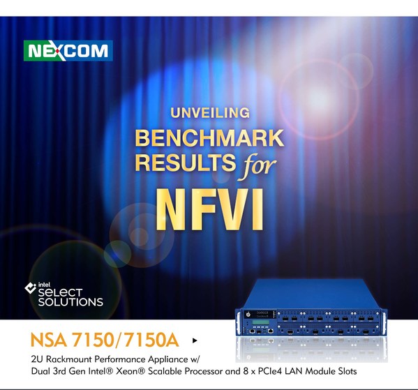 NEXCOM unveils excellent benchmark results for its latest high-performance 2U commercial off-the-shelf (COTS) rackmount – NSA 7150. Last year NSA 7150 successfully passed all tests to prove its compliance with Intel Select Solution requirements for the NFVI program.