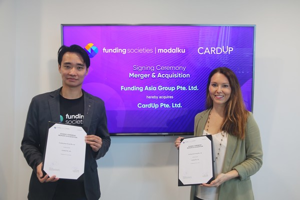 左起Funding Societies | Modalku聯合創辦人兼集團首席執行員張凱文（Kelvin Teo）和CardUp首席執行員 Nicki Ramsay。