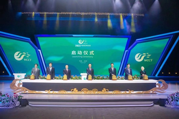 Photo provided to Xinhua shows the launching ceremony of the 2022 World Canal Cities Forum.