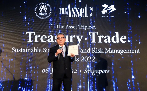 Sunarso, BRI President Director receiving awards from The Asset Triple A in Singapore on July 6, 2022.