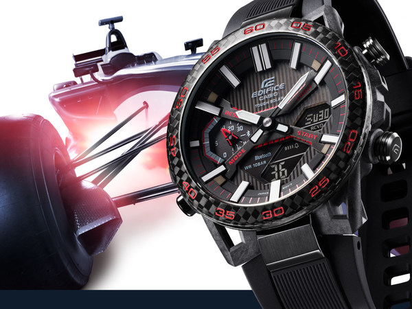 Casio phát hành dòng đồng hồ EDIFICE với thiết kế vỏ ngoài họa tiết hệ thống treo của xe đua