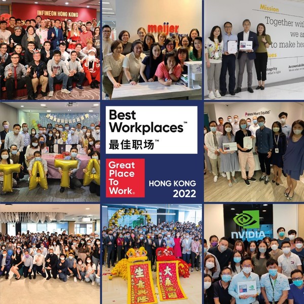 10 Organizations awarded 'Best Workplaces in Hong Kong(TM) 2022' by Great Place to Work(R)