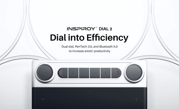 Huionがデュアルダイヤルコントローラーを備えた革新的BluetoothペンタブレットInspiroy Dial 2を発表