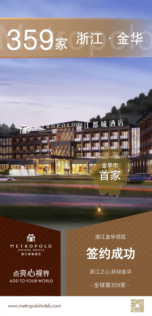 新店签约 锦江都城酒店全球第359家酒店 -- 浙江金华项目签约成功