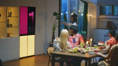 LG's moody new fridge lights up in custom colors and plays music