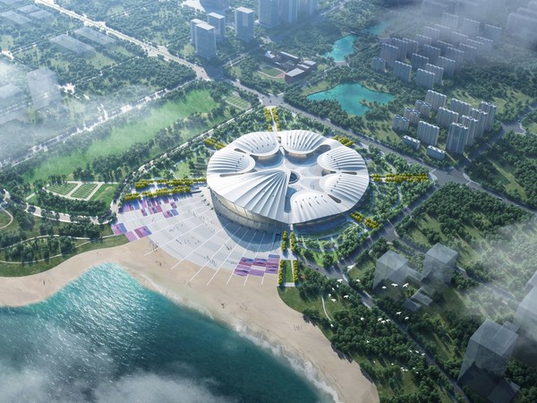 Construction scene rendering of the Qingdao·SCO Pearl International Expo Center