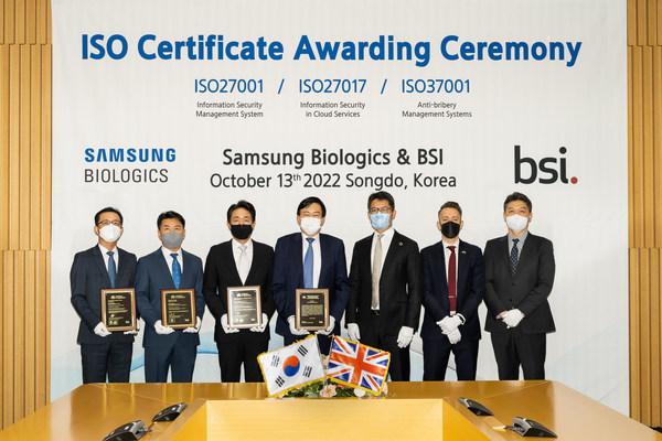 Samsung Biologics obtains three global ISO certifications.
