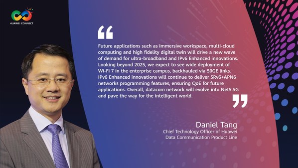 Daniel Tang, CTO of Huawei Data Communication Product Line, delivers a speech entitled "Intelligent Cloud-Network, Leading Future Digital Innovation"