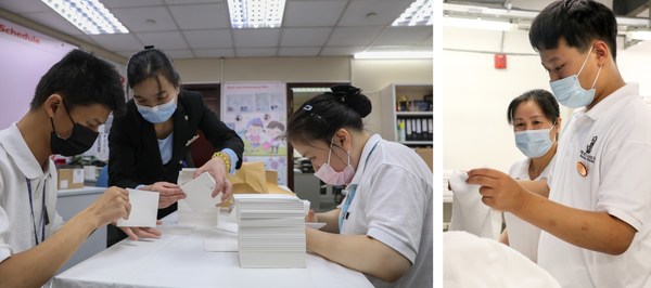 从左至右：黄浦区特殊教育职业学校学生在上海明天广场JW万豪酒店、上海浦东丽思卡尔顿酒店接受职业技能培训