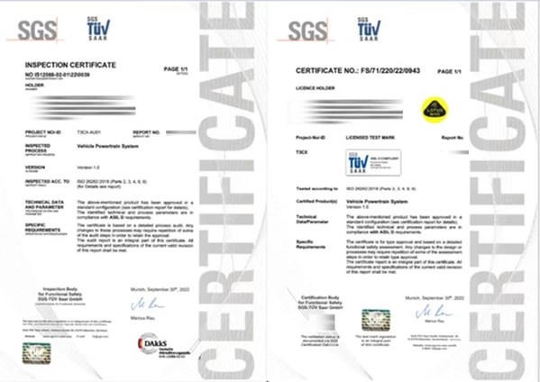 SGS为路特斯科技整车动力系统颁发汽车功能安全ASIL D产品认证证书