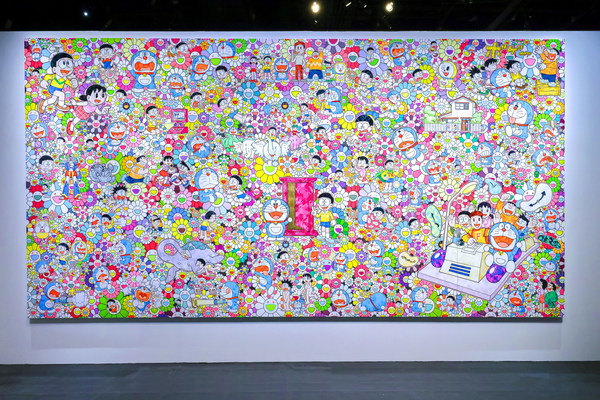 Takashi Murakami, "Wouldn't It Be Nice If We Could Do Such a Thing" (2017), THE DORAEMON EXHIBITION SINGAPORE 2022 ©Fujiko-Pro / Foto oleh: National Museum of Singapore.