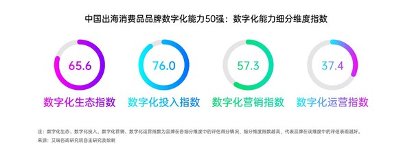 中国出海消费品品牌数字化能力50强：数字化能力细分维度指数