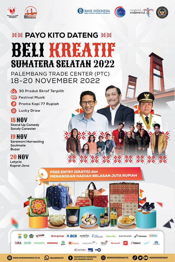 Manfaatkan Momen Belanja 11.11, Kemenparekraf Ajak Masyarakat Dukung UMKM Melalui Beli Kreatif Sumatera Selatan