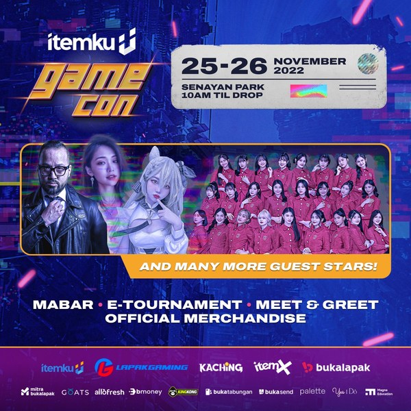 Itemku Gamecon akan mendatangkan sejumlah game publisher lokal untuk memperkenalkan produk-produk buatannya melalui pameran dan talkshow pada 25-26 November 2022, bertempat di Senayan Park, Jakarta.