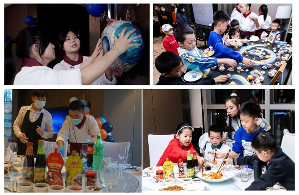 孩子们在希望厨师用心布置的“太空”中品尝美食，了解李锦记的故事