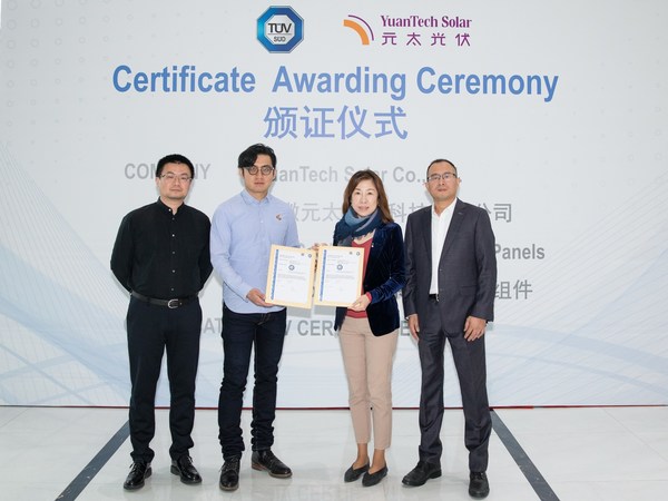 YuanTech Solar Receives IEC 61215 and IEC 61730 Certification from TÜV SÜD