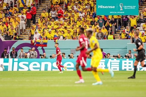 Màn hình LED quảng cáo quanh sân bóng của Hisense tại giải bóng đá vô địch thế giới FIFA World Cup Qatar 2022