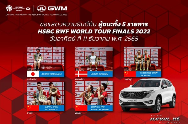 GWM tài trợ mẫu xe NEV cho giải cầu lông HSBC BWF World Tour Finals 2022 nhằm đẩy nhanh quá trình chuyển đổi cacbon thấp