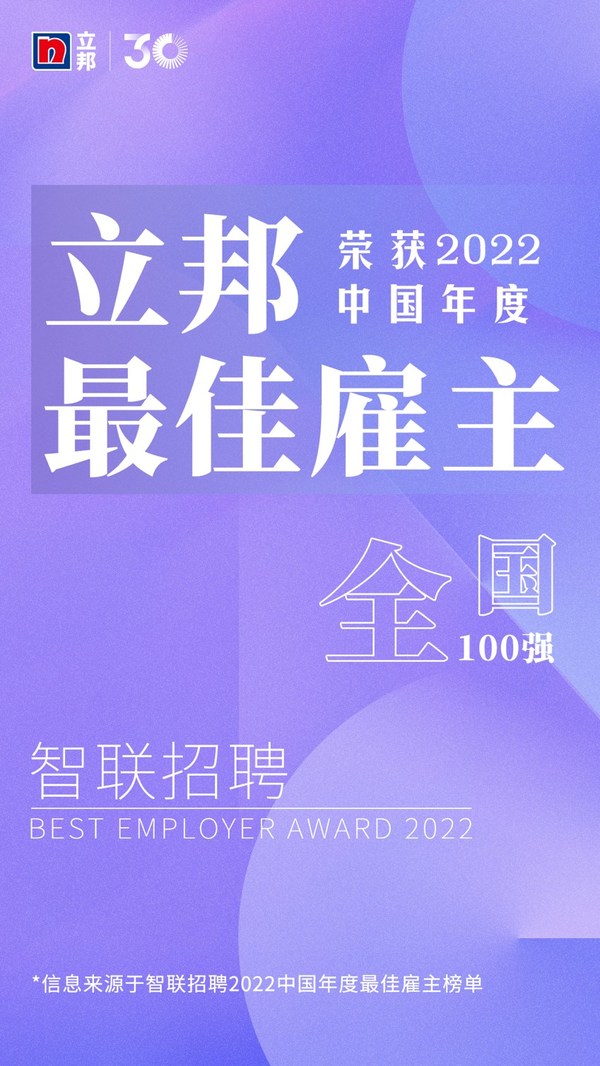 立邦荣膺智联招聘“2022中国年度最佳雇主”