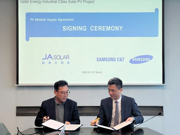 JA Solar and Samsung C&T Signs the Qatar 875MW PV Power Plant Module Supply Agreement