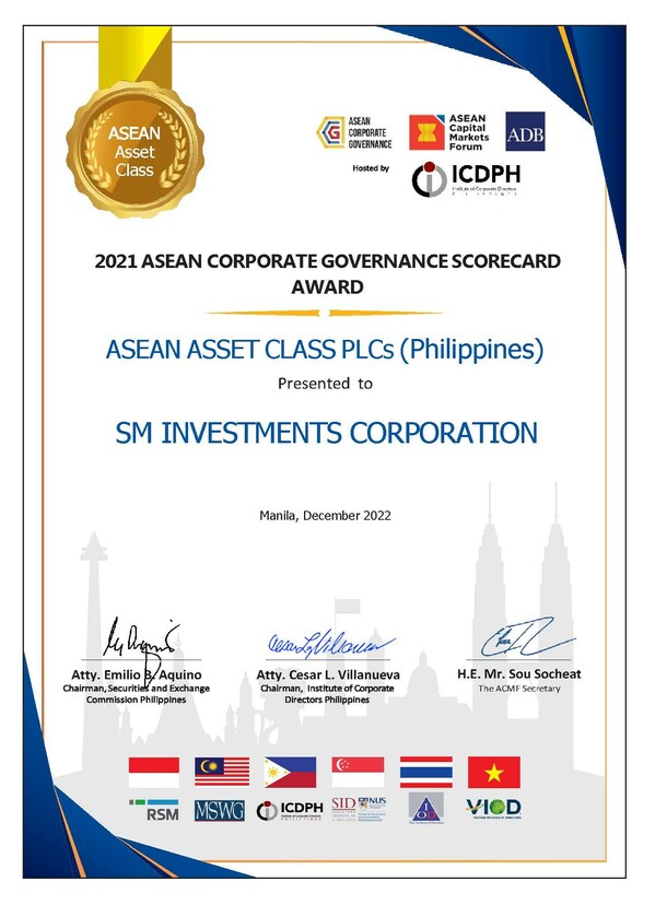 Six SM companies cited in ASEAN Corporate Governance Scorecard Awards