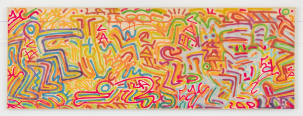 16B_Keith Haring LA II, Untitled, 1983, Spray paint in wood, 45.3 x 124.0 inches. Photo © Adam Reich. LA II ARTWORK © LA II KEITH HARING ARTWORK © KEITH HARING FOUNDATION. Courtesy of K11 Colle