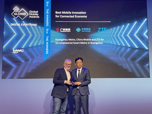 Guangzhou Metro Group과 차이나 모바일 광저우 지점 및 ZTE가 2023 GLOMO Awards에서 'Best Mobile Innovation for Connected Economy'를 수상했다.