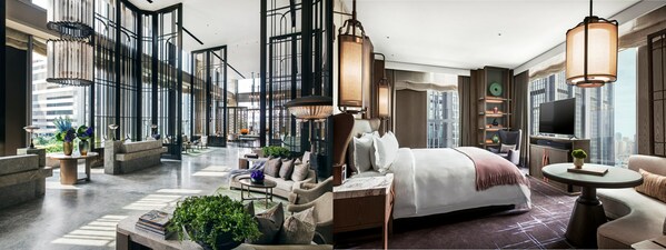 从左到右：香港瑞吉酒店大厅The Great Room / 瑞吉套房 St. Regis Suite