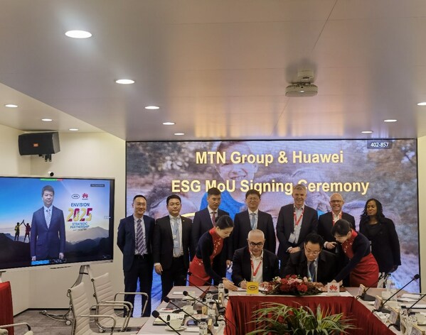 Acara penandatanganan MoU tentang ESG antara MTN Group dan Huawei