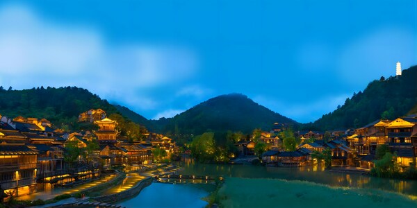 Beautiful night view of Wujiang Village Resort. (Courtesy of the Wujiang Village Resort)