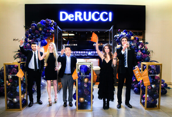 DeRUCCI NYC Store Manager Kai celebrates the launch of the new Century Dream with honored guests