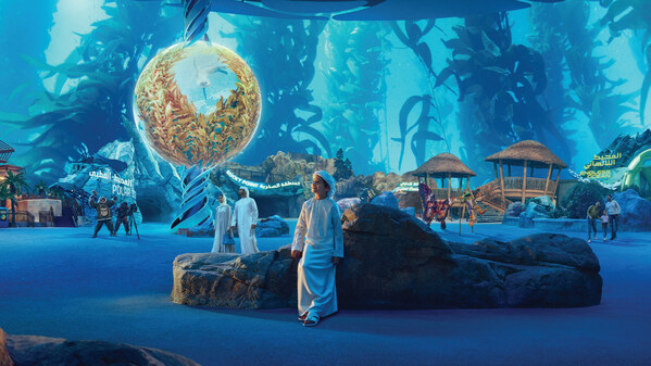 The One Ocean realm at SeaWorld Abu Dhabi links guests to all immersive realms at the Marine Life Theme Park