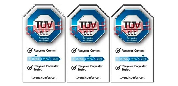 TUV南德再生材料含量认证标志（RCC）：0.05%-25%、25%-75%和>75%