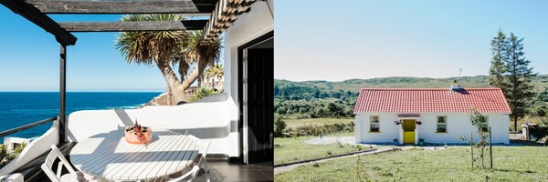 左：西班牙“纯白海景公寓”；右：爱尔兰“乡间红檐小屋”