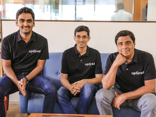(L-R) Phalgun Kompalli Co-founder, Mayank Kumar Co-founder & MD, and Ronnie Screwvala, Chairperson & Co-founder, upGrad