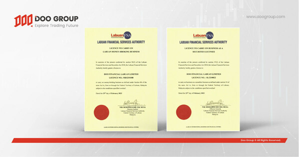 Doo Financial ได้รับใบอนุญาตนายหน้าซื้อขายหลักทรัพย์และเงิน จาก Malaysia Labuan Financial Services Authority (MY Labuan FSA)
